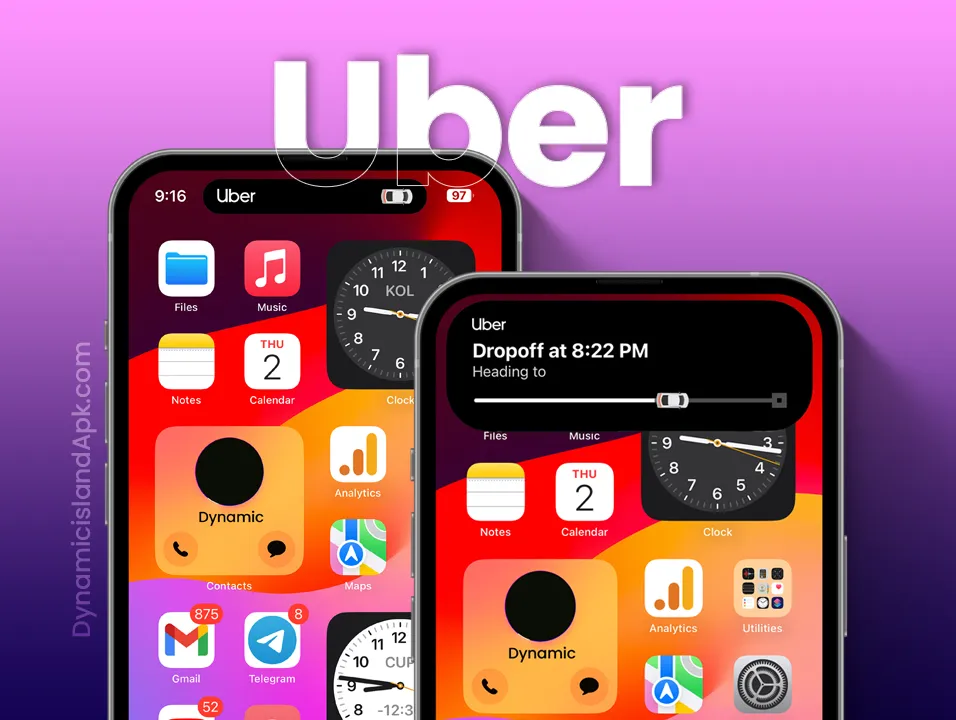 Uber App Notification in Dynamic Island